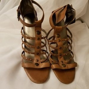 Y2K Nine West Strappy Brown Heels Size 8